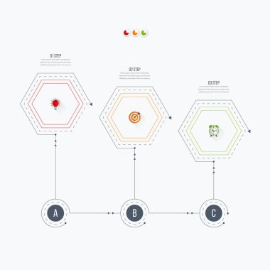 Infographics Şablon 3 seçenekleri ile altıgen