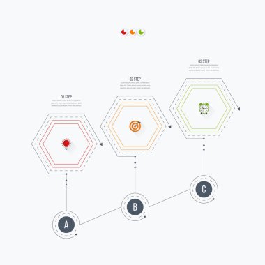 Infographics Şablon 3 seçenekleri ile altıgen