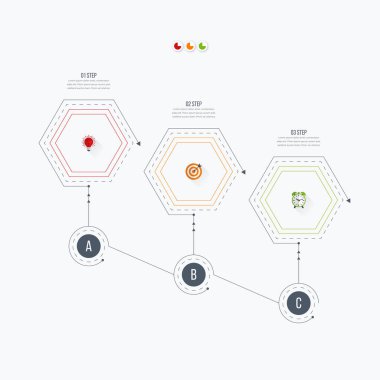 Infographics Şablon 3 seçenekleri ile altıgen