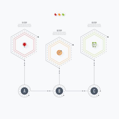 Infographics Şablon 3 seçenekleri ile altıgen