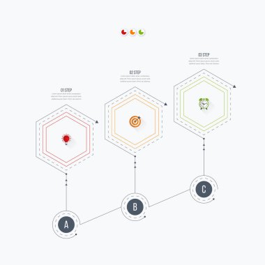 Infographics Şablon 3 seçenekleri ile altıgen