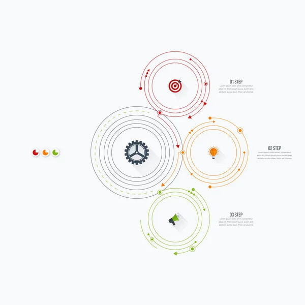 Modèle d'infographie 3 options avec cercle — Image vectorielle