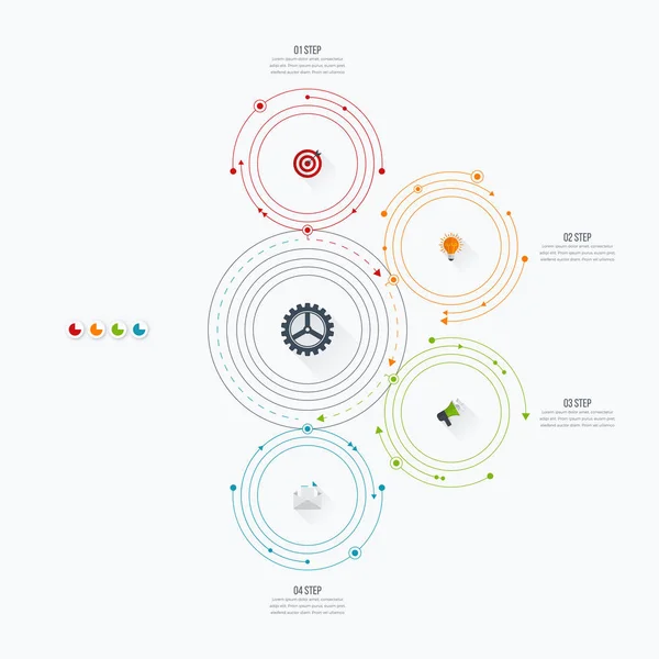Infographics πρότυπο τέσσερις επιλογές με κύκλο — Διανυσματικό Αρχείο