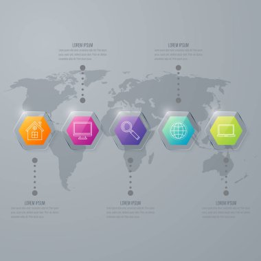 Infographic altıgenler gri arka plan üzerinde ile
