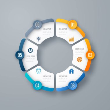 Infographics Şablon 6 daire seçenekleriyle