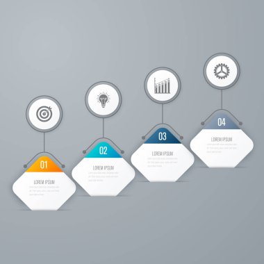 İş infographics Şablon 4 adımları kare