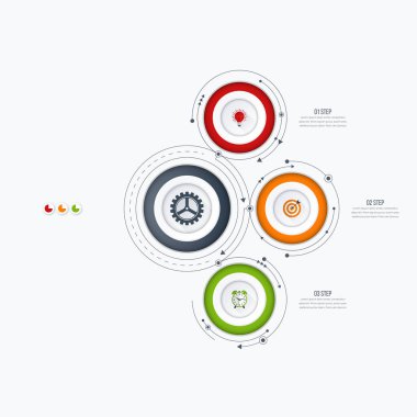 Infographics Şablon 3 daire seçenekleriyle