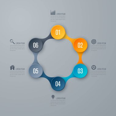 Infographic Şablon 6 adımları Tasarla
