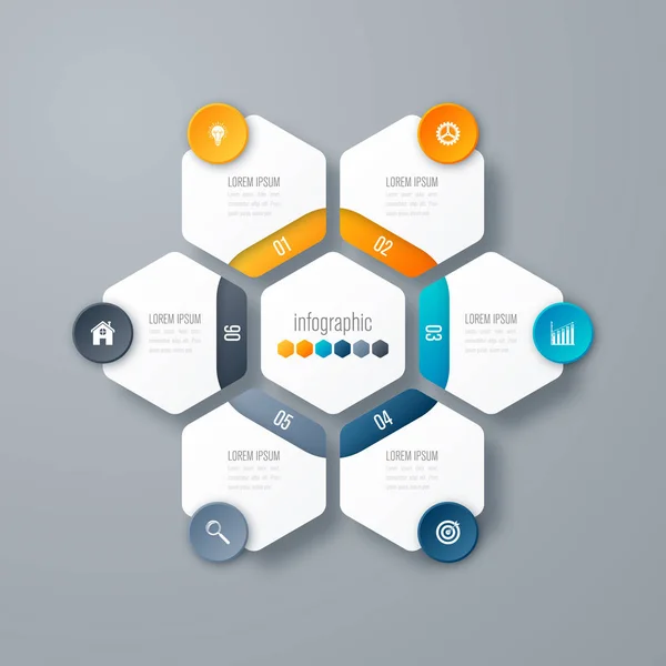 Illustrazione vettoriale infografica sei opzioni — Vettoriale Stock