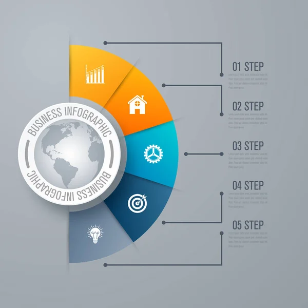 Infographic sjabloon 5 stappen ontwerp — Stockvector