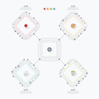 İş infographics Şablon 4 adımları kare