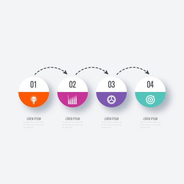 Infographics şablon dört daire seçenekleriyle