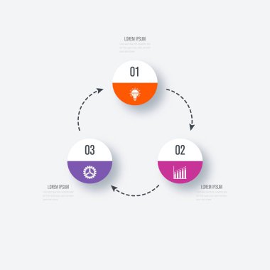 Infographics Şablon 3 daire seçenekleriyle