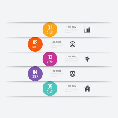 Infographics Şablon 5 daire seçenekleriyle