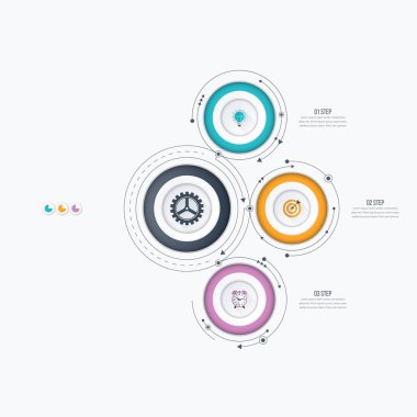 Infographics Şablon 3 daire seçenekleriyle