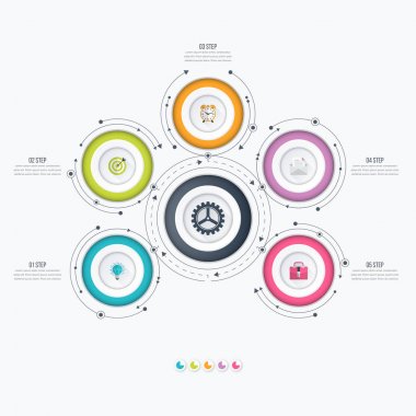 Infographics Şablon 5 daire seçenekleriyle