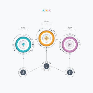 Infographics Şablon 3 daire seçenekleriyle
