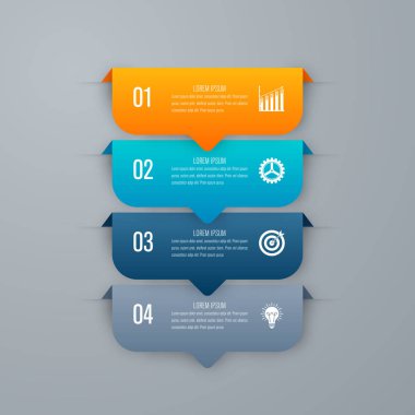 İş infographics Şablon 4 adımları kare