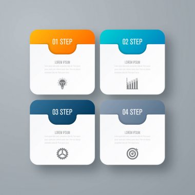 İş infographics Şablon 4 adımları kare