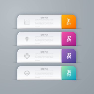 İş infographics Şablon 4 adımları kare