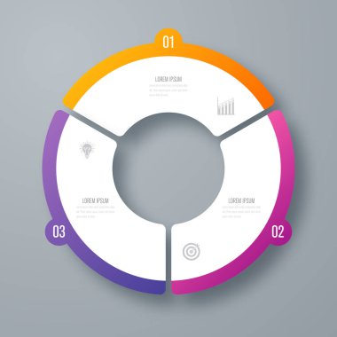 Infographics Şablon 3 daire seçenekleriyle