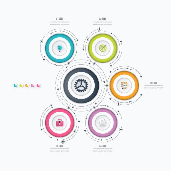 동그라미 Infographics 템플릿 5 옵션 — 스톡 벡터