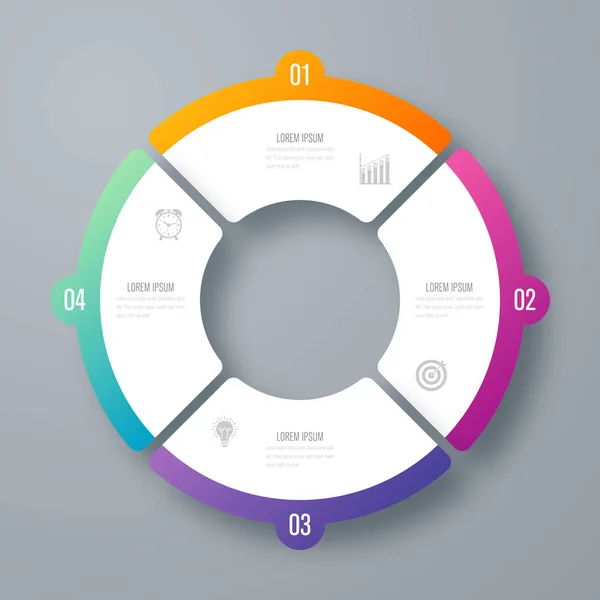 Modello infografico quattro opzioni con cerchio — Vettoriale Stock