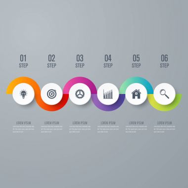 Infographic iş kavramı, parçalar, adımları