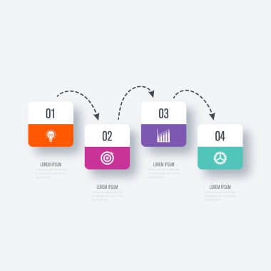 İş infographics Şablon 4 adımları kare