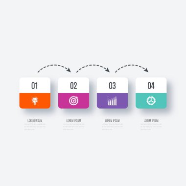 İş infographics Şablon 4 adımları kare