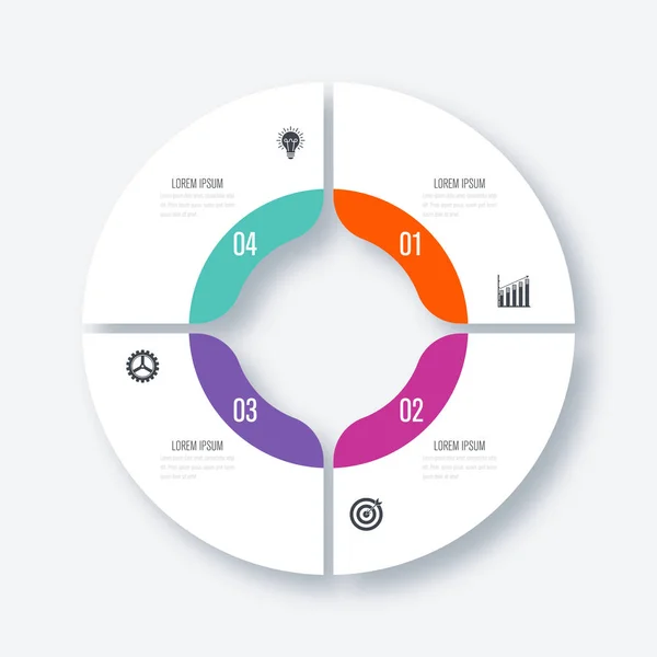 サークルとインフォ グラフィック テンプレート 4 オプション — ストックベクタ
