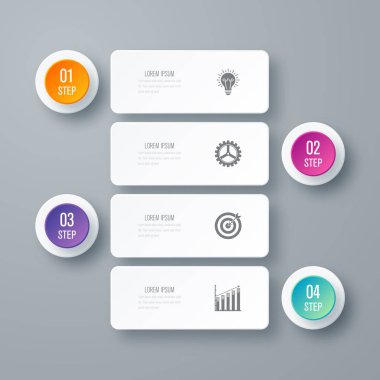 İş infographics Şablon 4 adımları kare