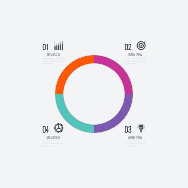 Infographics Şablon 4 daire seçenekleriyle