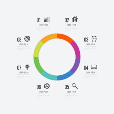 Infographics Şablon 8 daire seçenekleriyle