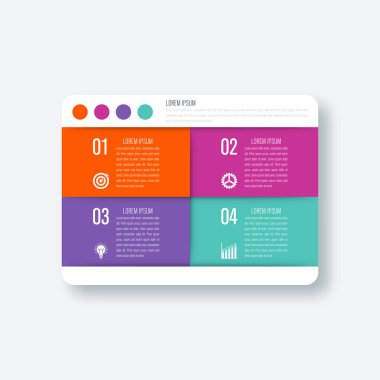 İş infographics Şablon 4 adımları kare