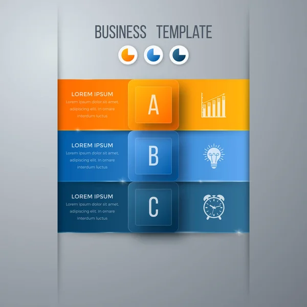 Modèle d'infographie 3 options avec carré — Image vectorielle