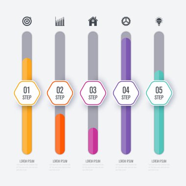 Vektör çizim Infographic beş seçenekleri