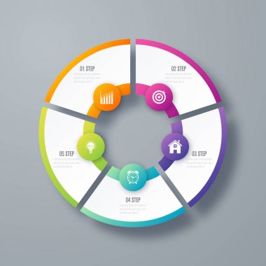 Infographics Şablon 5 daire seçenekleriyle