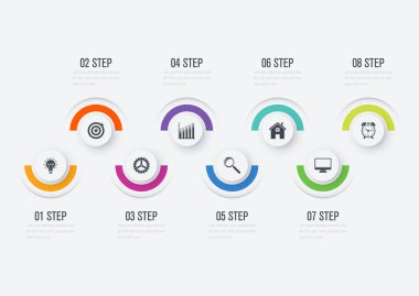 Infographics Şablon 8 daire seçenekleriyle