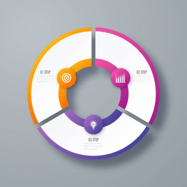 Infographics Şablon 3 daire seçenekleriyle