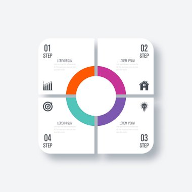İş infographics Şablon 4 adımları kare