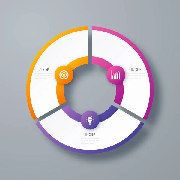 Infografik Vorlage 3 Optionen mit Kreis — Stockvektor