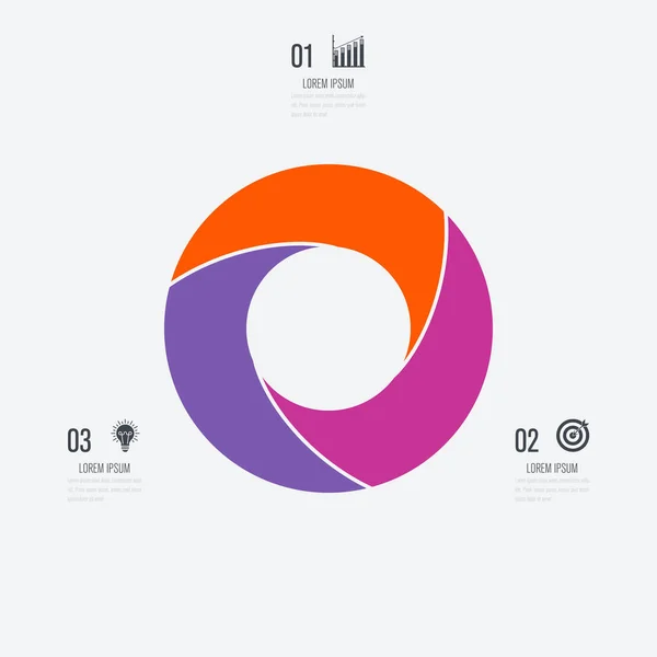 Infografik Vorlage 3 Optionen mit Kreis — Stockvektor