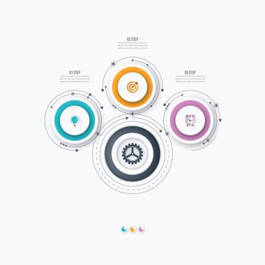 Infographics Şablon 3 daire seçenekleriyle