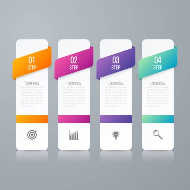 İş infographics Şablon 4 adımları kare