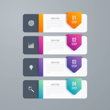 İş infographics Şablon 4 adımları kare