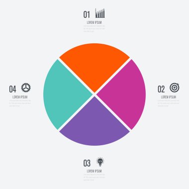 Infographics Şablon 4 daire seçenekleriyle