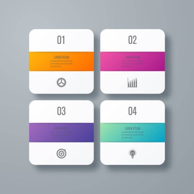 İş infographics Şablon 4 adımları kare