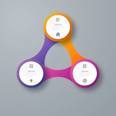 Infographics Şablon 3 daire seçenekleriyle