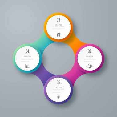 Infographics Şablon 4 daire seçenekleriyle
